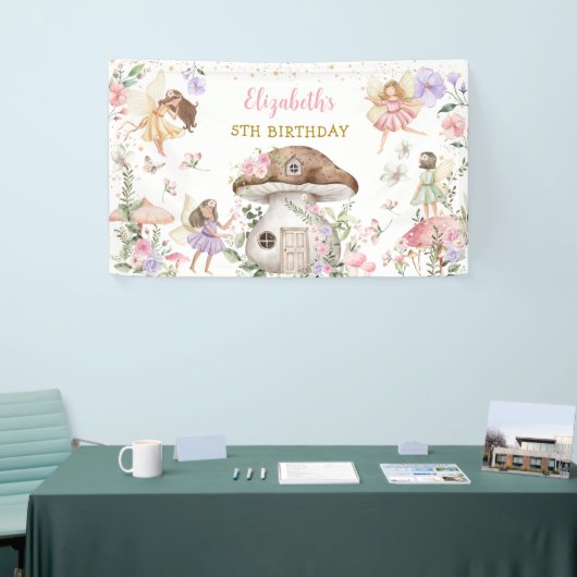 Bloemenfee Prinses Meisje Verjaardagsfeest Spandoek (Beurs)
