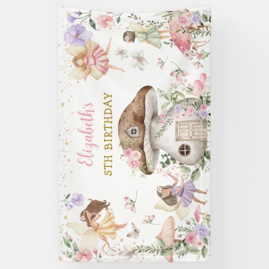  Bloemenfee Prinses Meisje Verjaardagsfeest Spandoek