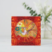 BLOEMENFEE Red Geel Fantasie Feest Uitnodiging (Staand voorkant)