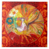 BLOEMENFEE Red Geel Fantasie  Tegeltje (Voorkant)