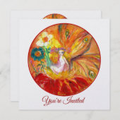 BLOEMENFEE Red Geel Wit Fantasie Zomerfeest Kaart (Voorkant / Achterkant)