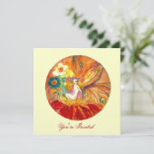 BLOEMENFEE, Rode Gele Fantasie Kaart (Staand voorkant)