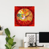BLOEMENFEE, Rode Gele Fantasie Poster (Thuiskantoor)