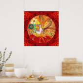 BLOEMENFEE, Rode Gele Fantasie Poster (Keuken)