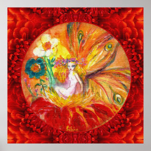 BLOEMENFEE, Rode Gele Fantasie Poster