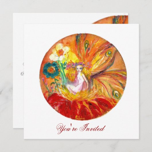 BLOEMENFEE rood blauw geel wit Kaart (Voorkant / Achterkant)