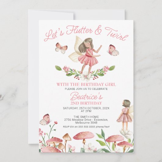 Bloemenfee Vlinder 1e Verjaardag Kaart (Voorkant)