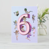 Bloemenfeeën 6e verjaardag Uitnodiging (Staand voorkant)