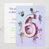 Bloemenfeeën 6e verjaardag Uitnodiging (Voorkant / Achterkant)