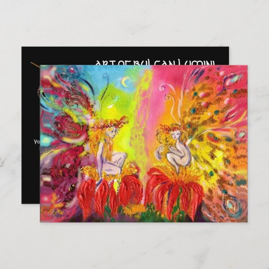 BLOEMENFEEËN VAN DE DAGERAAD Fantasie Uitnodiging Briefkaart (Voorkant / Achterkant)