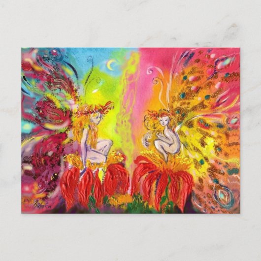 BLOEMENFEEËN VAN DE DAGERAAD Fantasie Uitnodiging Briefkaart (Voorkant)