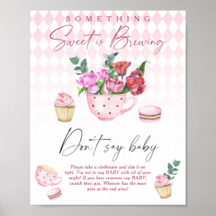 Bloemenfeest baby shower Zeg geen baby Poster