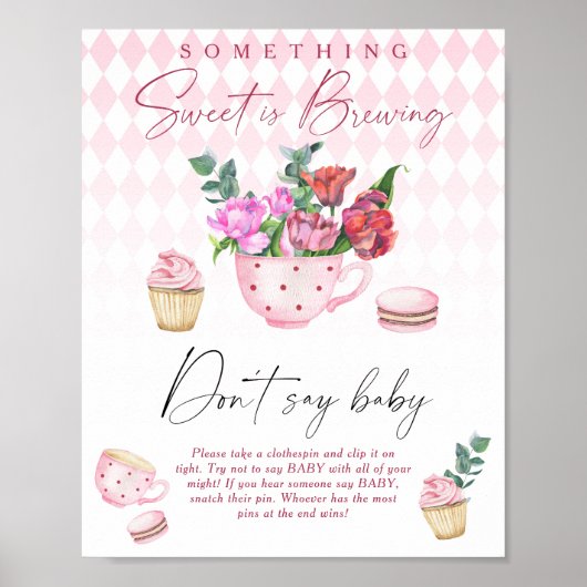 Bloemenfeest baby shower Zeg geen baby Poster (Voorkant)