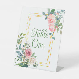 Bloemenfeest- of huwelijkstafelnummers reclamebord met voetstuk