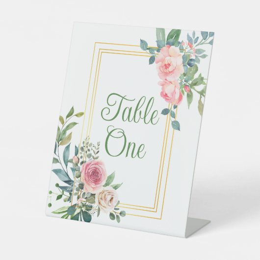 Bloemenfeest- of huwelijkstafelnummers reclamebord met voetstuk (Voorkant)