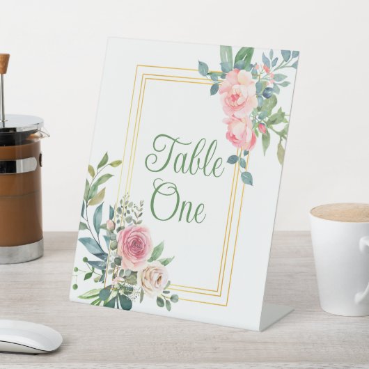 Bloemenfeest- of huwelijkstafelnummers reclamebord met voetstuk (Insitu)
