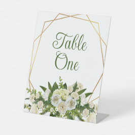 Bloemenfeest- of huwelijkstafelnummers reclamebord met voetstuk