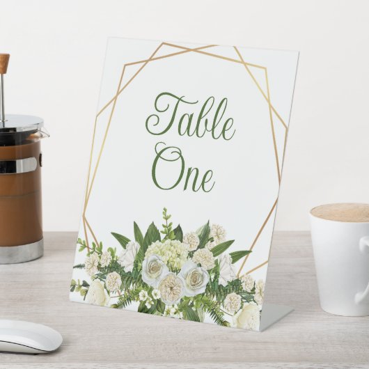 Bloemenfeest- of huwelijkstafelnummers reclamebord met voetstuk (Insitu)