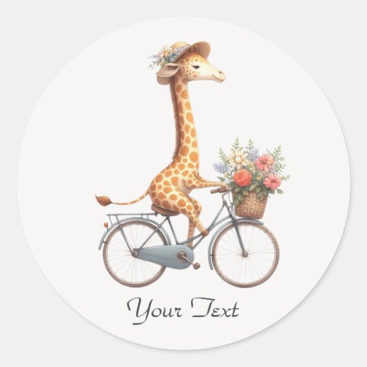Bloemenfiets Giraffe Sticker (Voorkant)
