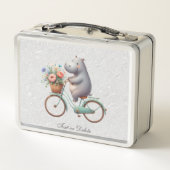 Bloemenfiets Hippo Metalen Lunchbox (Achterkant)
