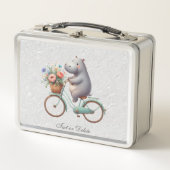 Bloemenfiets Hippo Metalen Lunchbox (Voorkant)