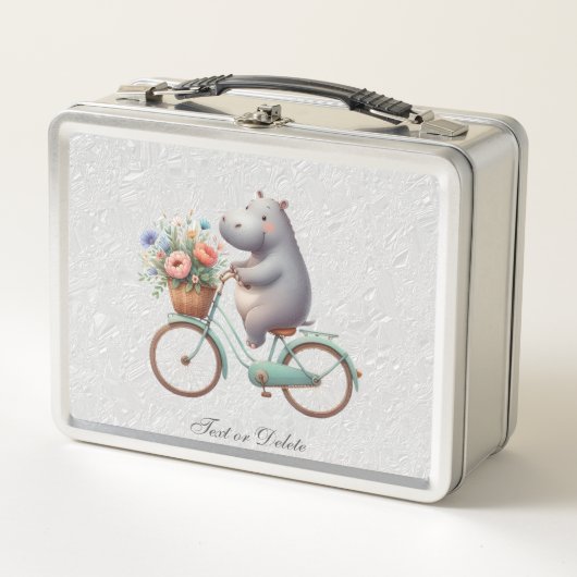 Bloemenfiets Hippo Metalen Lunchbox (Voorkant)