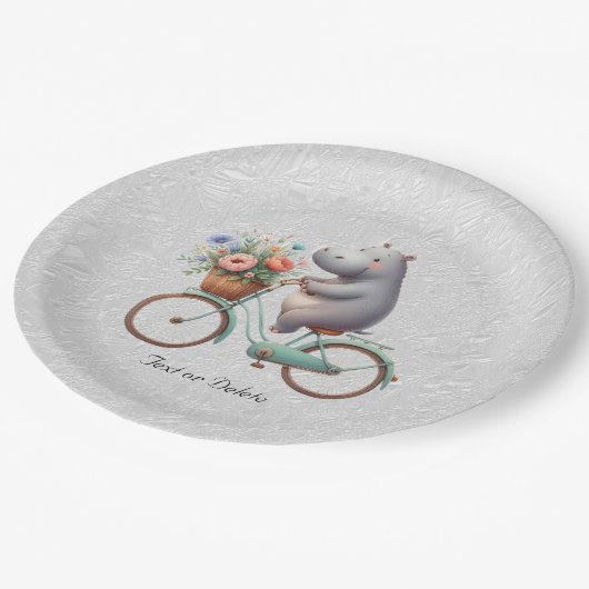 Bloemenfiets Hippo papier Bord (Gekanteld)
