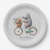 Bloemenfiets Hippo papier Bord (Voorkant)