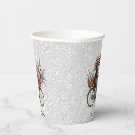 Bloemenfiets kitten papieren bekers (Rechts)
