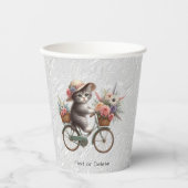 Bloemenfiets kitten papieren bekers (Voorkant)