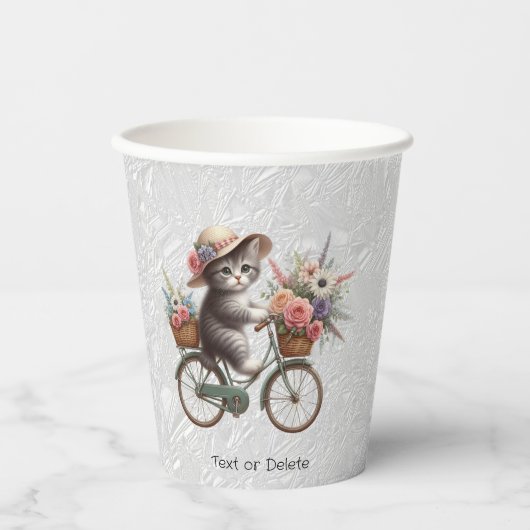 Bloemenfiets kitten papieren bekers (Voorkant)
