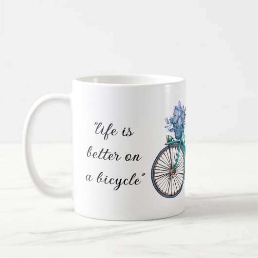 Bloemenfiets Waterverf Design Boho Chic Koffiemok (Links)