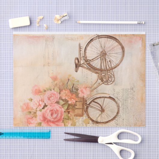  bloemenfietsontwerp, retro tissuepapier (Craft)