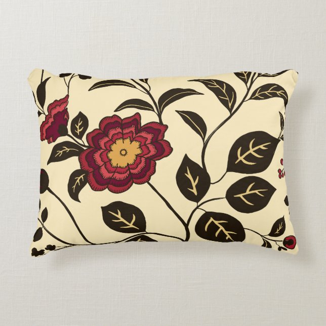 Bloemenfluisterrood geel accent kussen (Voorkant)