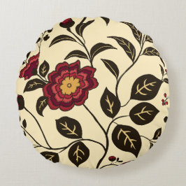 Bloemenfluisterrood geel rond kussen