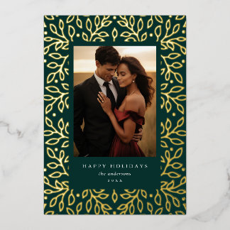 Bloemenfolie vrolijke feestdagen fotokaart