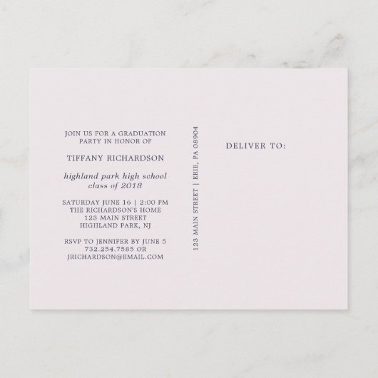 Bloemenfoto afstudeerfeest uitnodiging (Achterkant)