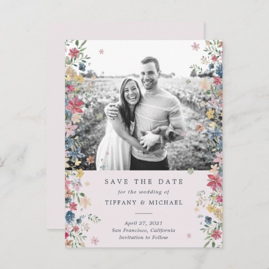 Bloemenfoto Bewaar de datum Aankondigingskaart (Voorkant / Achterkant)