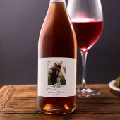 Bloemenfoto Dank u bruiloft Sparkling Wijnetiket