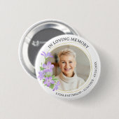 Bloemenfoto Elegant Memorial Sympathy Begrafenis Ronde Button 5,7 Cm (Voorkant /achterkant)