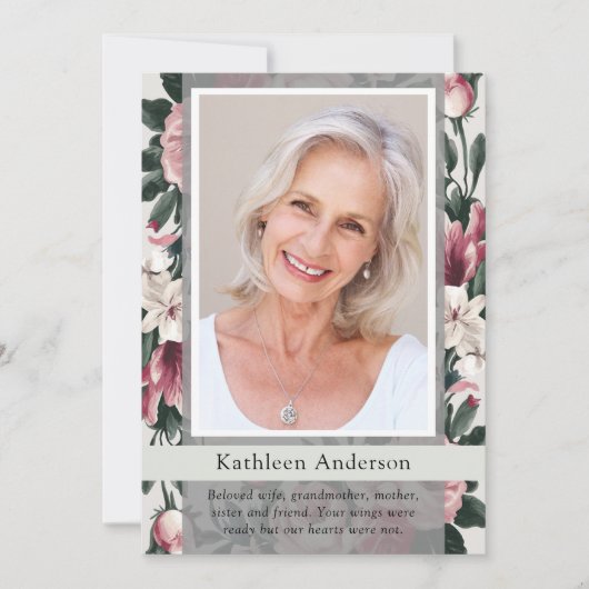 Bloemenfoto Keepsake Funeral Memorial Bedankkaart (Voorkant)