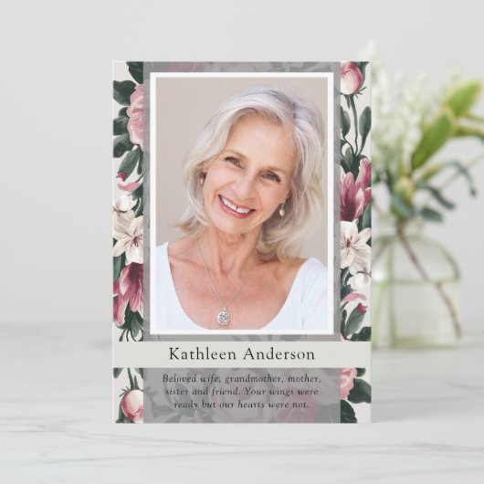 Bloemenfoto Keepsake Funeral Memorial Bedankkaart (Staand voorkant)