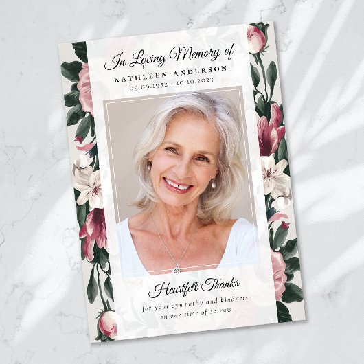  Bloemenfoto Keepsake Funeral Memorial Bedankkaart