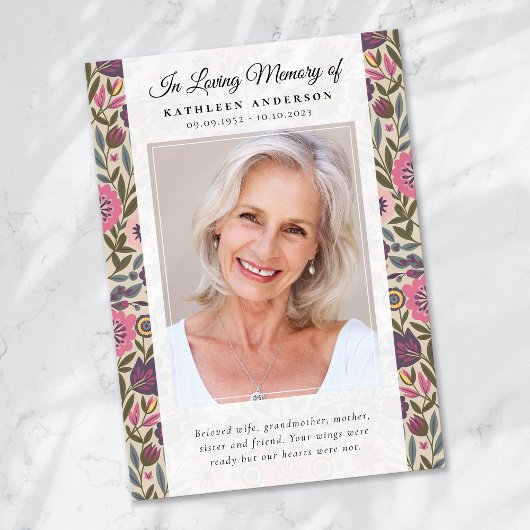 Bloemenfoto Keepsake Funeral Memorial Bedankkaart