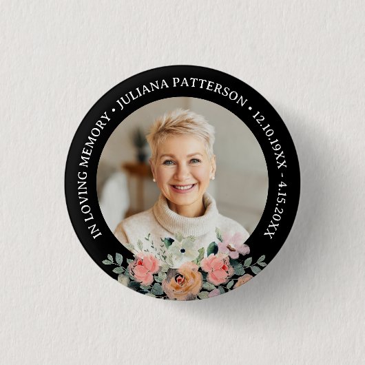  Bloemenfoto Memorial Keepsake begrafenis Ronde Button 3,2 Cm (Voorkant)