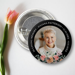  Bloemenfoto Memorial Keepsake begrafenis Ronde Button 3,2 Cm