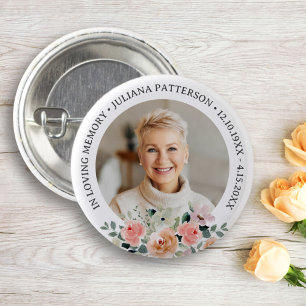 Bloemenfoto Memorial Keepsake begrafenis Ronde Button 3,2 Cm