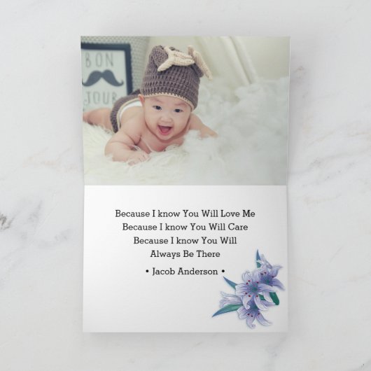 Bloemenfoto peetouders voorstel kaart (Binnen)