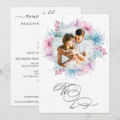 *~* Bloemenfoto RSVP + QR  AR6 Trouwen In Kaart (Voorkant / Achterkant)