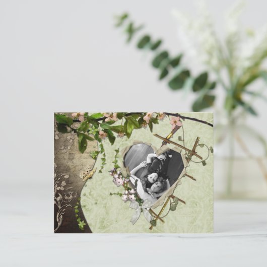  bloemenfoto Sla de datum op Aankondigingskaart (Staand voorkant)